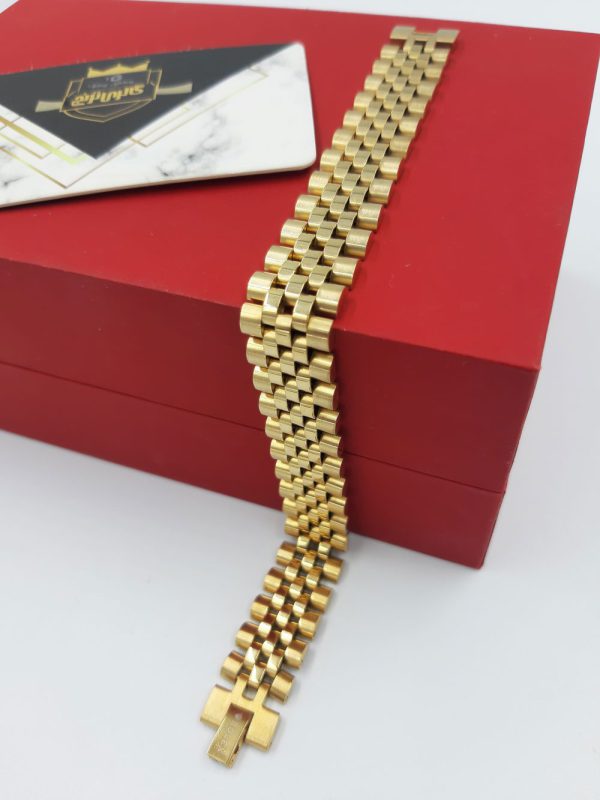 دستبند رولکس طلایی پهن