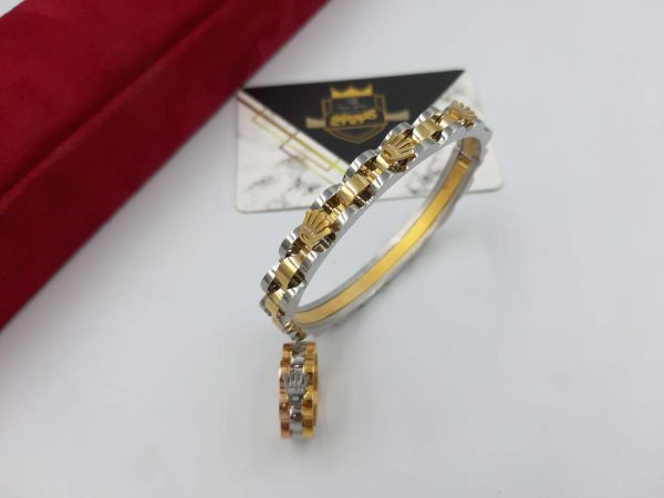 دستبند و انگشتر النگویی رولکس سفید طلایی