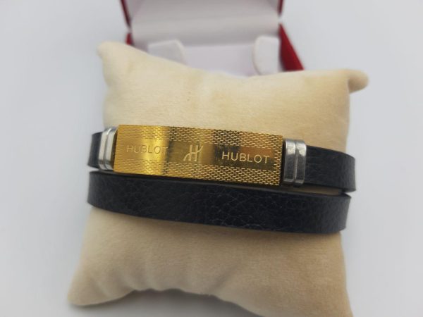 دستبند چرم هابلوت طلایی