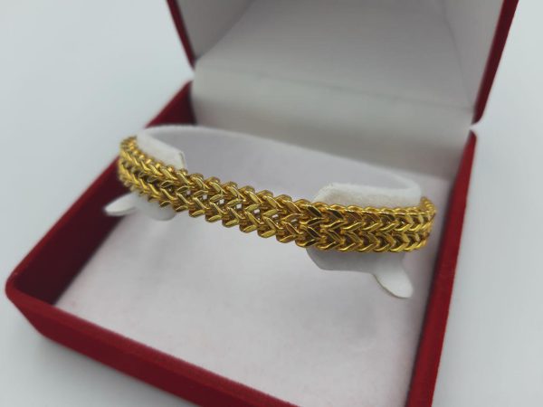 دستبند بافت استیل طلایی