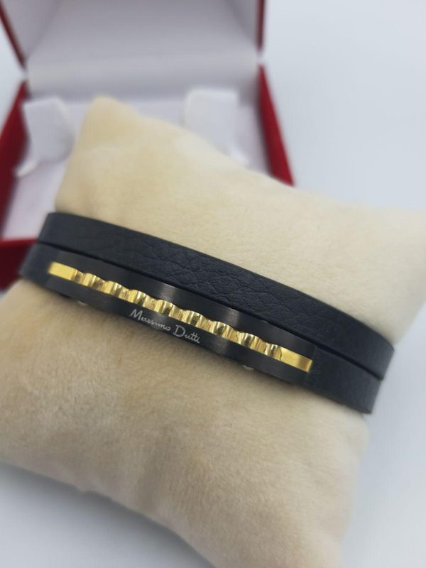 دستبند چرم ماسیمو دوتی در دو رنگ رزگلد و طلایی