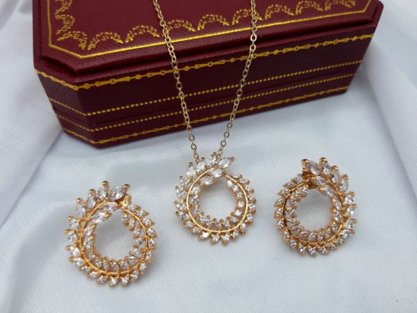 نیم ست طرح جواهر در دو رنگ سیلور و طلایی
