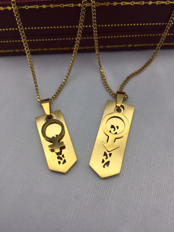 خرید گردنبند طرح علامت دختر و پسر طلایی