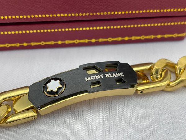 دستبند کارتیر زنجیری با پلاک مونت بلانک مشکی