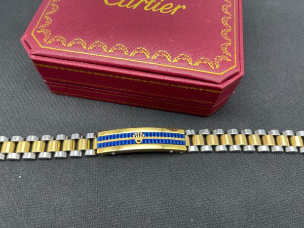 دستبند رولکس با پلاک آبی طلایی خاص