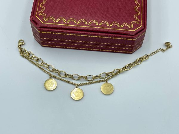 دستبند دو زنجیره با آویز سکه ای ورساچه