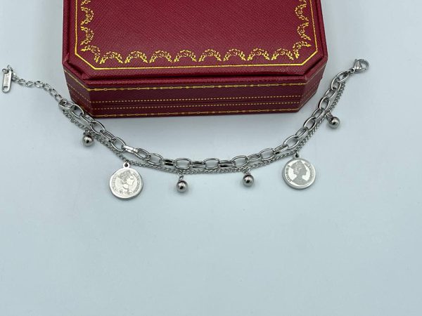 دستبند سکه ای الیزابت با دو آویز