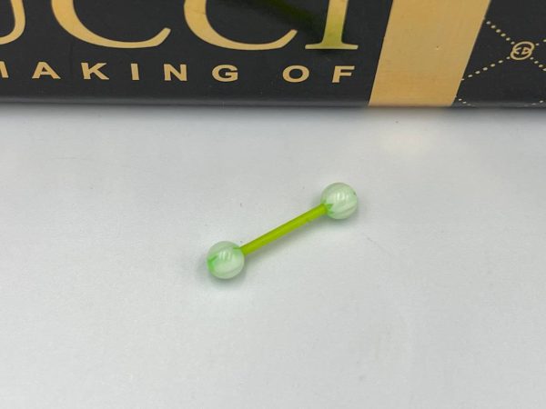 پیرسینگ پلاستیکی سبز نیپل لپ و زبان