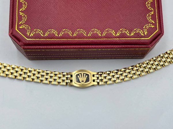 دستبند رولکس با پلاک لاکچری طلایی