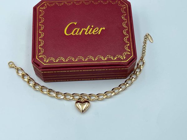 دستبند ژوپینگ با آویز قلب و زنجیرکارتیر