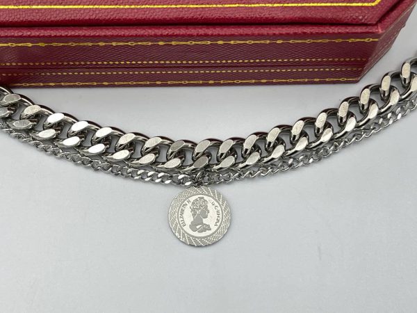 دستبند الیزابت نقره ای دو زنجیره