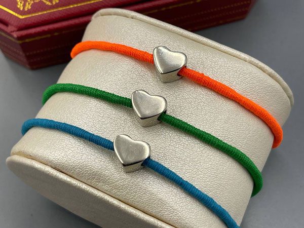 دستبند نخی تابستانی با پلاک قلب در سه رنگ پرداخت در محل