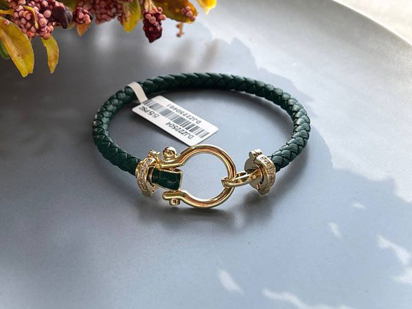 دستبند امگا سبز سگک طلایی