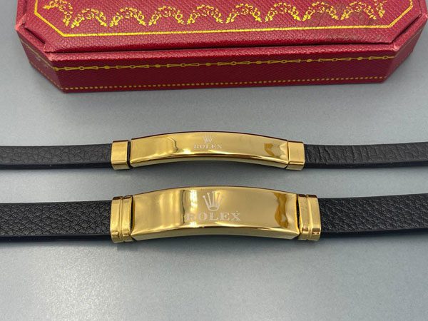 ست دستبند مردانه و زنانه مشکی رولکس طلایی