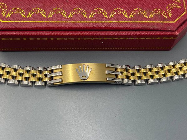 دستبند سفید طلایی استیل رولکس