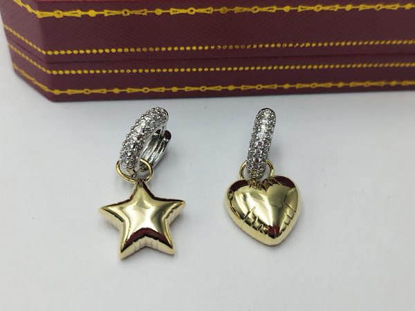 گوشواره حلقه ای با آویز قلب و ستاره طلایی gh46