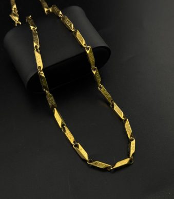 زنجیر گردنبند مدل Bar Link طلایی با نوشته عیسی