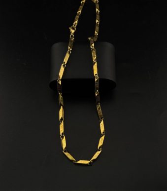 گردنبند زنجیر استیل طلایی طرح مهره ای مذهبی