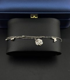 دستبند دو لاین زنانه طرح گل و پروانه | برند ژوپینگ