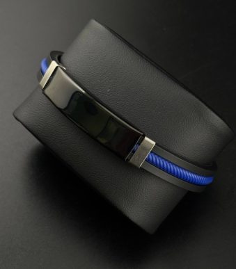 قفل استیل نقره ای ضامن دار تاشو در پشت دستبند سیلیکونی ورزشی مردانه