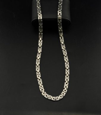 نمای کلی گردنبند استیل مردانه بافت امپراتور تخت مسطح